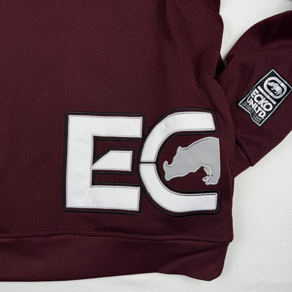Ecko Unltd Burgundy‎ Hoodie Mens Size L Pullover Logo Rhino Graphic Sweatshirt - Picture 4 of 6